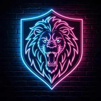 León para escudo, estilo neón