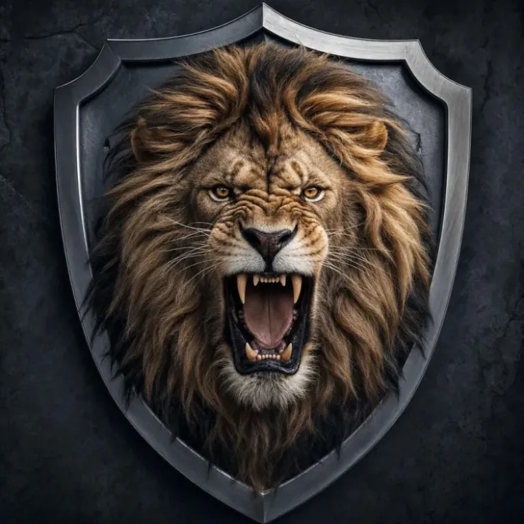 León para escudo, estilo realista